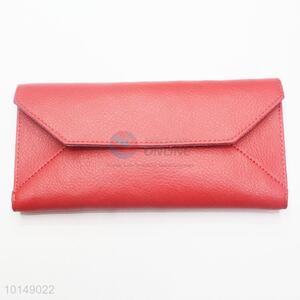 High Quality Watermelon Red Color <em>Envelope</em> Style PU Leather Wallets Women Long Purse