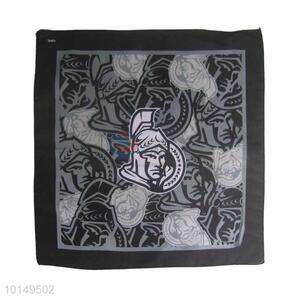 Cheap Black Cotton Handkerchief with Warrior Design