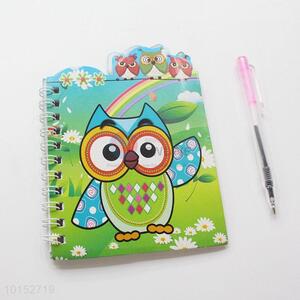 Green Color Owl Pattern Office Supply Notebook with Pen