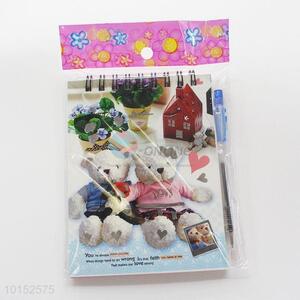 Wholesale Bear Printed Office Student Notebook with Pen