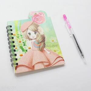 New Student Stationery Portable Beautiful Girl Notebook with Pen