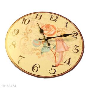 Simple Style Living Room Decor Watch Wall Cute Fairy Pattern Wall Clock