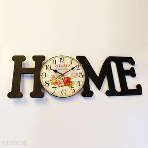 Black HOME Letter Shaped Wall Clock Living Room Decoration