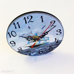 Round Shape Decorative Wall Clocks Sailing Pattern Living Room Decoration