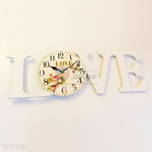 White Love Letter Shaped Wall Clock Living Room Decoration