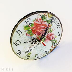 Beautiful Rose Pattern Bedroom Decor Watch Wall Absolutely Silent Wall Clock