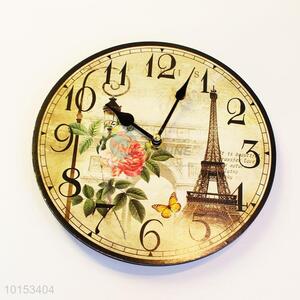 Wall Clock Home Decoration Vintage Large Decorative Rose Pattern Wall Clock