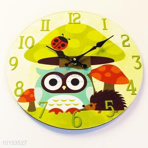 Exquisite Cartoon Owl and Hedgehog Pattern Wall Clock Living Room Decoration