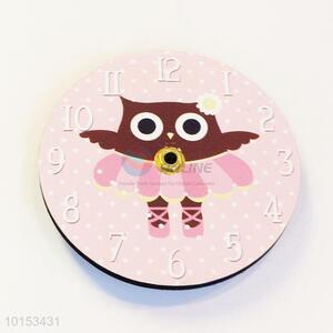 Round Shaped Pink Cartoon Owl Pattern Living Room Clocks Wall Clocks Home Decoration