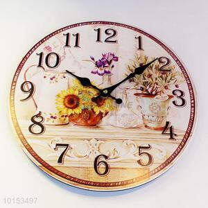 Exquisite Decorative Flowers Pattern Wall Clock for Home Decoration