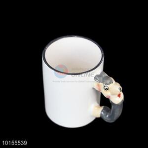 Cute high sales white ceramic cup with cute handle