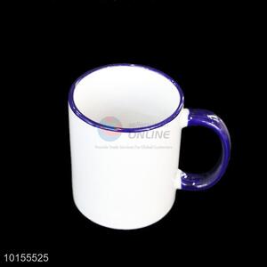 Hot sales white ceramic cup with purple handle