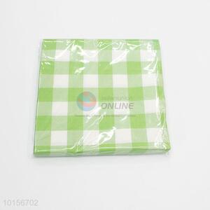 Green Checked Luncheon Party Paper Napkin