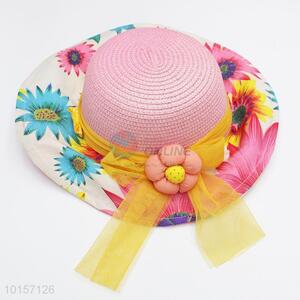 Flower pattern summer sun hat/paper straw hat/beach hat