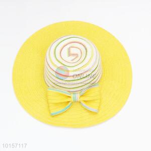 Yellow bowknot summer sun hat/paper straw hat/beach hat