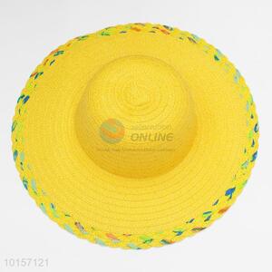 Yellow lady summer sun hat/paper straw hat/beach hat