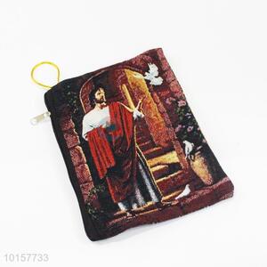 14*18cm New Customized Religious Themes Grosgrain Coin Purse with Zipper