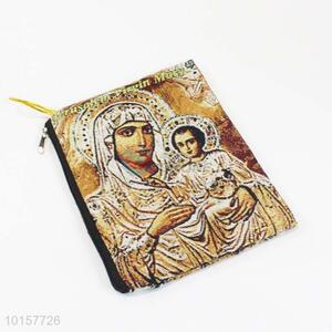 14*18cm Religious Themes Grosgrain Coin Purse with Zipper