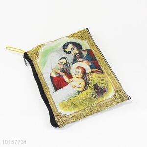 14*18cm Wholesale Personalized Religious Themes Grosgrain Coin Purse with Zipper