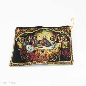 14*18cm Religious Themes The Last Supper Printed Grosgrain Coin Purse with Zipper