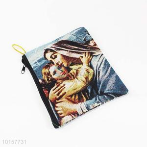 14*18cm Factory Hot Sell Religious Themes Grosgrain Coin Purse with Zipper