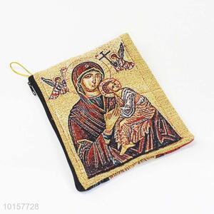 14*18cm Professional Religious Themes Grosgrain Coin Purse with Zipper