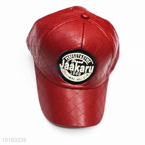 High grade red PU baseball cap/peaked cap