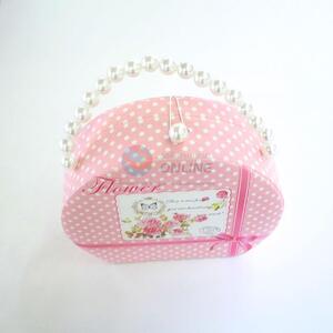 Flower Printed Pink Jewlery Box/Case Set with Handle