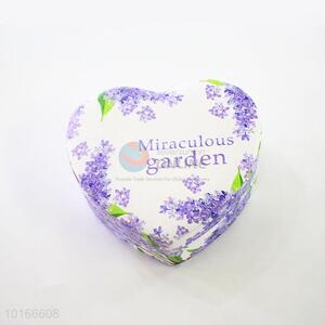 Purple Flower Printed Heart-shaped Jewlery Box/Case
