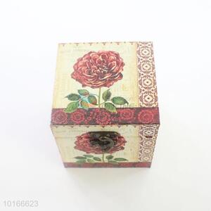 Fashionable Red Flower Printed Square Jewlery Box/Storage Box