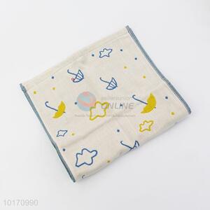 Eco-friendly Soft 100% Cotton Children Face Towel with Umbrellas Pattern