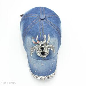Wholesale Spider Pattern Washed Blue Denim Hats