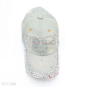 Vintage Design Hope Letter Pattern Rhinestone Denim Hats