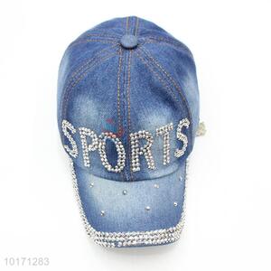 Custom Rhinestone Sports Hat Denim Cap