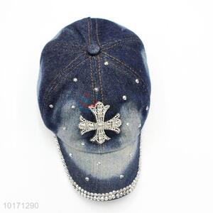 High Quality Cross Pattern Women Men Cool Denim Hat