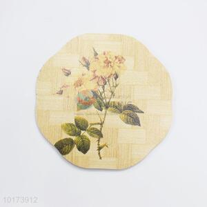 Factory Direct Wood Placemat with Flowers Pattern