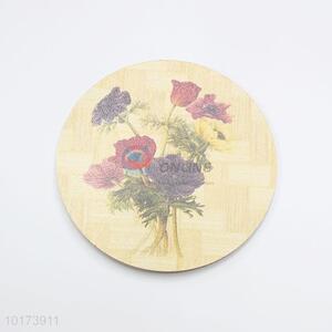 High Quality Flowers Printed Wood Mats Placemats in Round Shape
