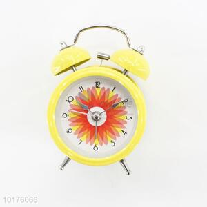 Portable sunflower pattern two bells alarm clock for bedroom