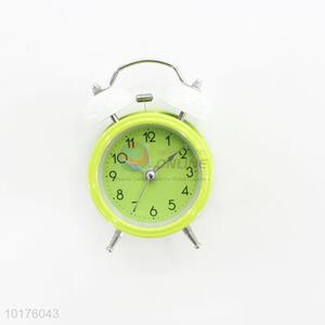 Mini green metal bell alarm clock
