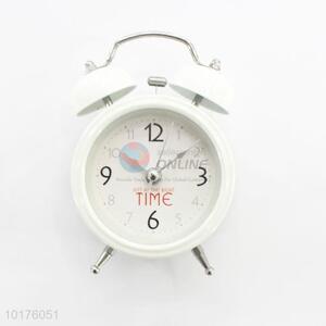 White Two Bell Ring Metal Alarm Clock