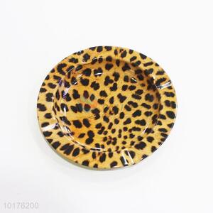 Leopard printed metal ashtray plate