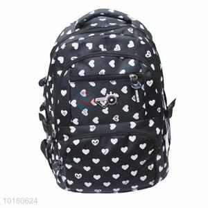 Nice design heart printed terylene backpack for women