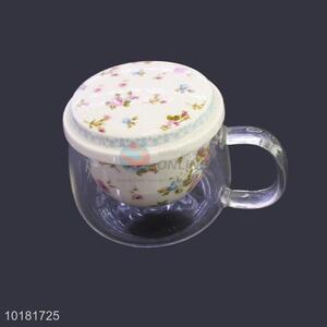 China Wholesale 3PCS Glass Tea Cup With Ceramic Tea Strainer