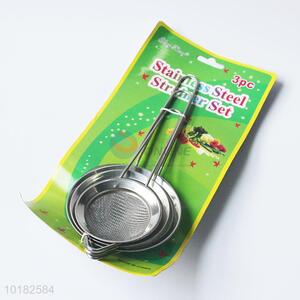 3Pcs/Set Stainless Steel Kitchen Powder Leakage Resistance Oil Strainer