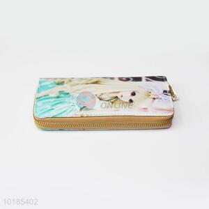 Popular Girl Printed Rectangular PU Purse/Wallet for Ladies