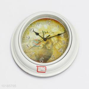 Hot Selling Green Flower Printed Wall Clock For Living Room