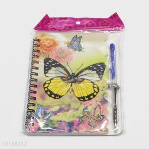 High Quality Butterfly Pattern Spiral Notebook with Pen