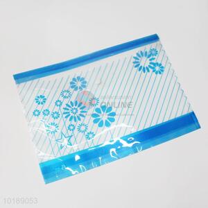 Blue Flower Pattern Plastic File Bag for School Office