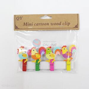 Cute cock cartoon wood clip