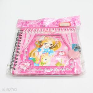 New Girl Pattern Kids Dairy Notebook with Lock